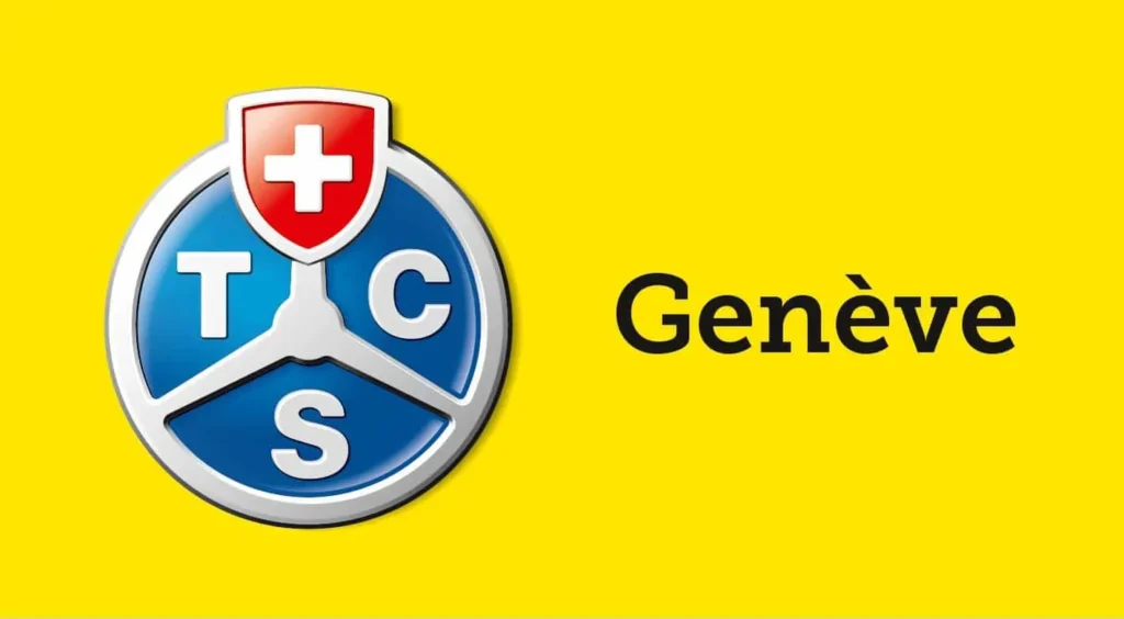 Logo du TCS Genève sur fond jaune, idéal pour le cours de deux phases