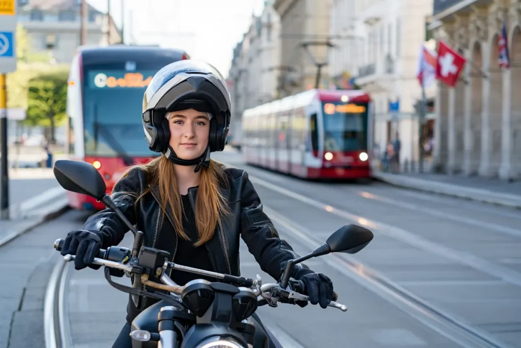 Une élève auto-école qui s'apprête à déposer une demande de permis de conduire à Genève